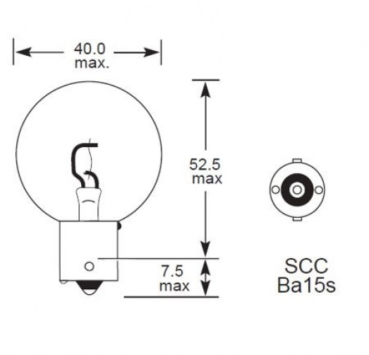 B623: 24 Volt 48W SCC BA15S base Head, Spot & Fog bulb for Classic ...