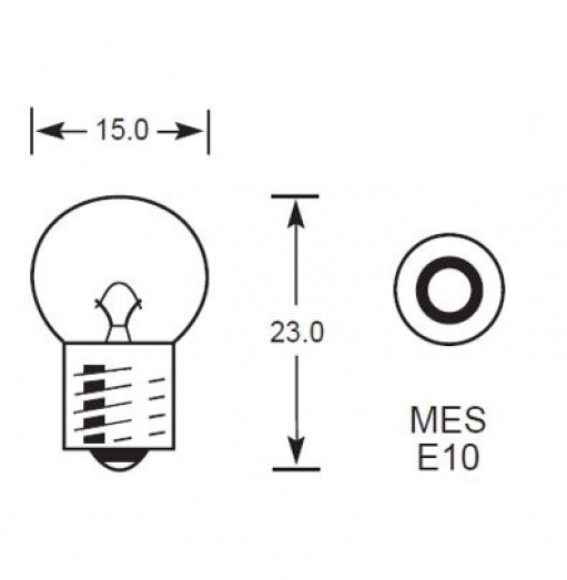 B950: 6 Volt 6W MES E10 base Instrument & Panel bulb with 15mm globe ...