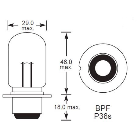 BPF P36S SMALL: British Pre-focus P36S base with single filament and ...