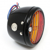 CA1249-WO: 'Toby' round rear lamp (equivalent to the Lucas ST38/'Pork Pie') with INDICATOR conversion - Black without Number Plate window from £113.07 each