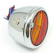 CA1249C-WO: 'Toby' round rear lamp (equivalent to the Lucas ST38/'Pork Pie') with INDICATOR conversion - Chrome without Number Plate window from £113.07 each
