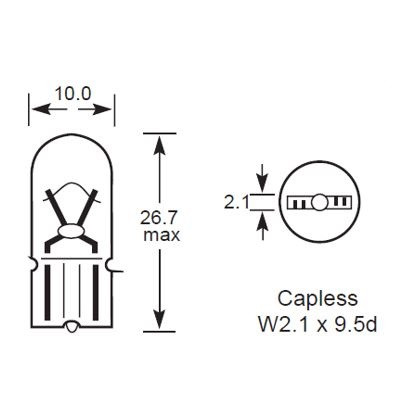 thumbnail interactive-video image 1 of Bulk Pack: 100 X 194 T10 5W Clear Incandescent Wedge Bulbs - Instrument Panel Lights 1 of 5